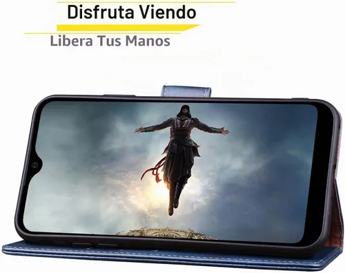 Vista 6 de SUANPOT Funda de piel tipo cartera para Samsung Galaxy A12 con bloqueo RFID, tarjetero para tarjetas de crédito, funda de teléfono con tapa a prueba
