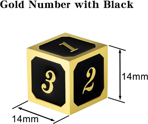 Vista 5 de DNDND Juego de dados de metal negro con estuche y 6 D6 adicionales, aleación de zinc, negro