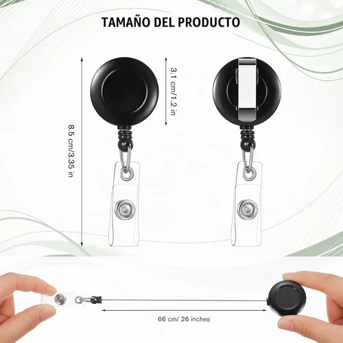 Vista 5 de Handepo - 200 carretes retráctiles para insignias a granel con clips, color negro
