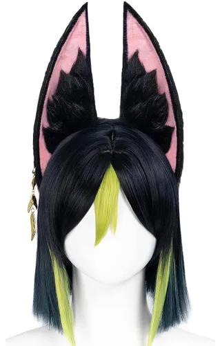 Vista 2 de KIRA KIRA Genshin Impact Tighnari - Diadema de piel peluda de orejas anchas de zorro accesorios de disfraz para decoración de fiestas (solo oreja)