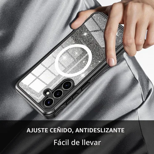 Vista 8 de Hekodonk Funda con Purpurina para Samsung Galaxy S24 Plus, Compatible con MagSafe