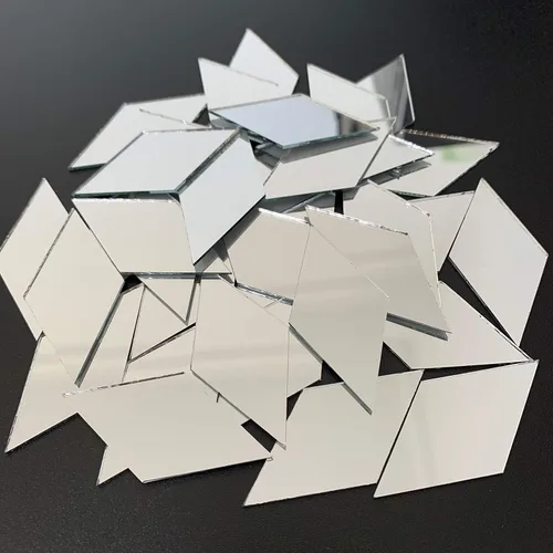 Vista 3 de NUO RUI Mosaico de espejo con forma de diamante de 2 pulgadas, 60 piezas para proyectos de arte artesanal