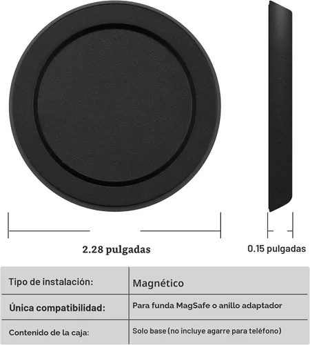 Vista 3 de metisinno Base magnética básica compatible con agarres de teléfono PopSocket y fundas MagSafe para iPhone, color negro