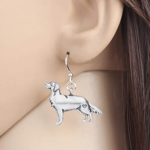 Vista 2 de WEVENI Alloy Cute Golden Retriever Dog Earrings Dainty Dangle Drop Pet Jewelry For Women Girls Ladies Vintage Gifts