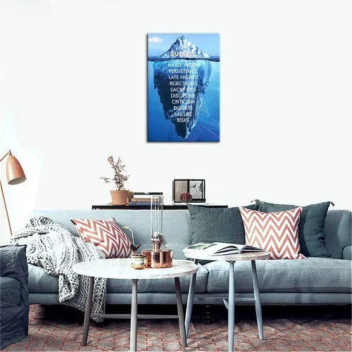 Vista 7 de Arte de Lienzo Inspiracional de Éxito para Pared, Iceberg Azul, Citas de Motivación, Póster Impreso, Obras de Arte para Hogar, Escuela, Oficina