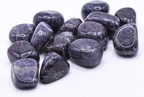 Vista 8 de Piedras de iolita azul púrpura pulidas naturales "zafiro de agua", cordierita dicroita, piedras preciosas de cristal mineral espumoso, especímenes