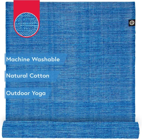 Vista 5 de Manduka Shala - Alfombra de yoga tejida a mano, ideal para viajes y meditación al aire libre, hecha con algodón reciclado, 71 x 26 pulgadas