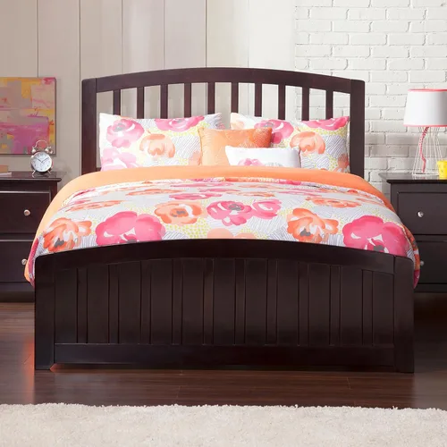 Vista 4 de AFI, Richmond - Cama de plataforma de almacenamiento matrimonial con estribo a juego, color espresso