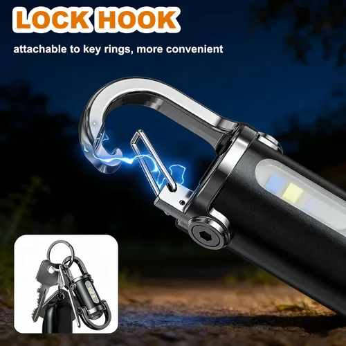 Vista 6 de 2 mini linternas de llavero, linterna recargable USB brillante portátil con múltiples modos de luz impermeables para senderismo, campamento, caminar