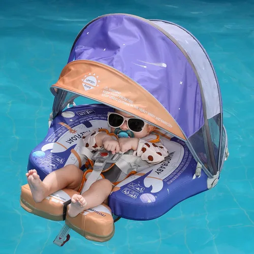 Vista 4 de Mambobaby Flotador Mejorado Añadir Cola Flotador para Bebé con Toldo para Anillo de Natación de Cintura Infantil Entrenador de Natación Flotadores