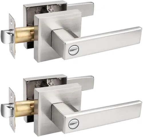 Vista 13 de Probrico Juego de manijas cuadradas para puerta de paso, color negro mate, para pasillo y armario, juego de manijas interiores resistentes sin