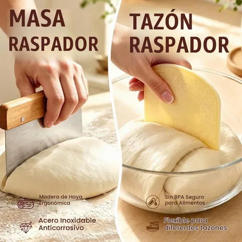 Vista 6 de DOYOLLA Juego de cestas a prueba de pan, kit de inicio de masa madre, herramientas para hacer pan Banneton con eslinga de pan de silicona