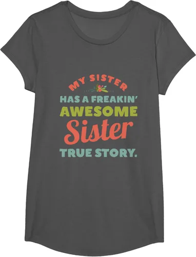 Vista 40 de Camiseta My Sister Has A Freakin Awesome Sister True Story, Negro, S