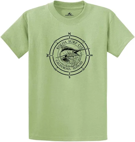 Vista 67 de Koloa Surf - Camisetas de algodón pesado para hombre, tallas grandes y altas Azul acuático/negro buscando diseño de ondas