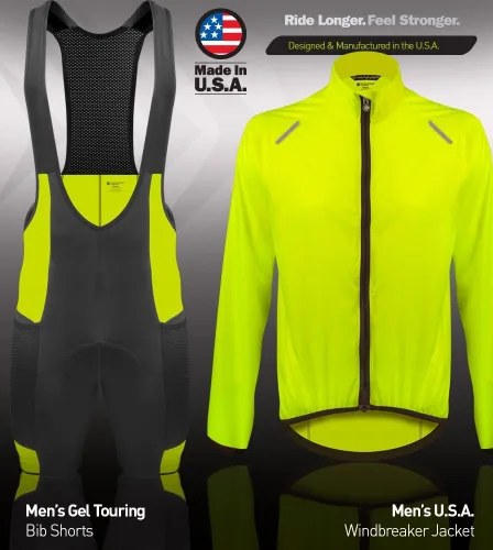Vista 9 de AEROTECHDESIGNS Men's USA Windbreaker Jacket Packable Safety Yellow Windproof Cycling Coat Made in USA