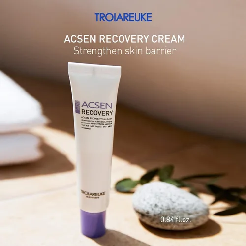 Vista 2 de TROIAREUKE ACSEN Crema de recuperación Hidratante facial hidratante y calmante con centella asiática, aceite de oliva y escualano para pieles