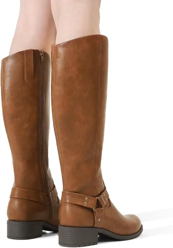 Vista 6 de DREAM PAIRS Botas para mujer hasta la rodilla, cómodas botas de equitación con cremallera lateral