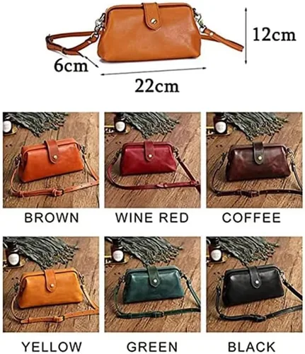 Vista 5 de Bolso médico de cuero vintage hecho a mano Bolso cruzado pequeño retro para mujer, bolso de teléfono con apertura única