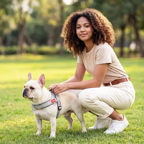 Vista 9 de Arnés para perro sin tirones con asa, chaleco reflectante ajustable para Corgi, arnés para mascotas acolchado con malla de aire transpirable