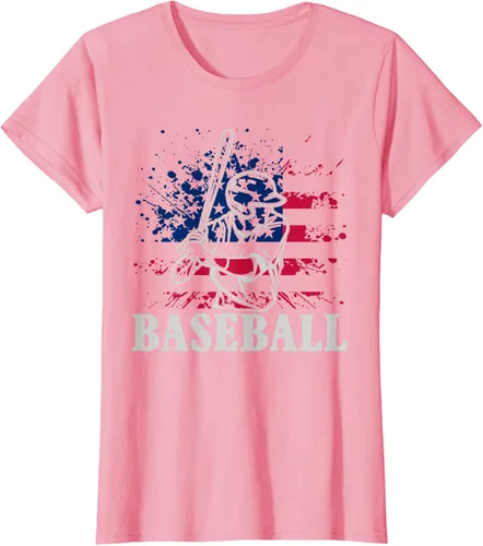 Vista 16 de Camiseta de béisbol deportiva estadounidense con bandera estadounidense, Negro, S