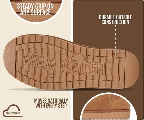 Vista 5 de Project Cloud 100% Cuero Genuino Botas Botas de Tobillo para Mujer Zapatos Castaño