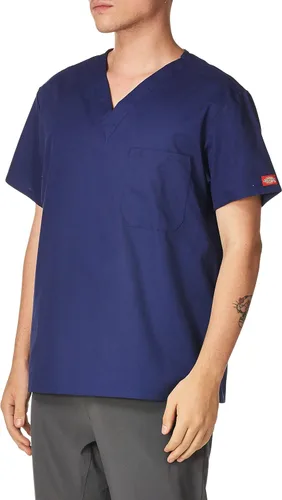 Vista 3 de Dickies - Camisa médica de manga corta con cuello en V para hombre