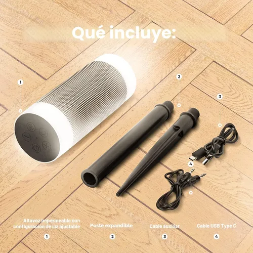 Vista 3 de iJoy Altavoz inalámbrico con 10 horas de reproducción: IP66 impermeable, resistente al polvo, resistente a la intemperie, altavoz Bluetooth Tiki