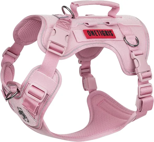 Vista 14 de OneTigris Arnés táctico para perros grandes, arnés táctico ajustable para perro con asas, chaleco reflectante resistente y transpirable, chaleco