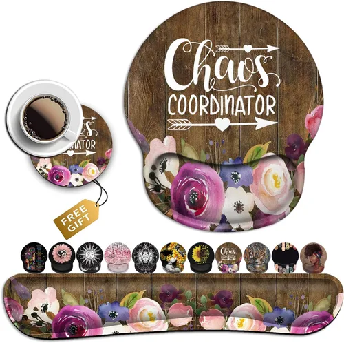 Vista 10 de Alfombrilla de escritorio para mouse y computadora, protector de muñeca impreso con jirafas geniales, goma ergonómicamente antideslizante, cómodo