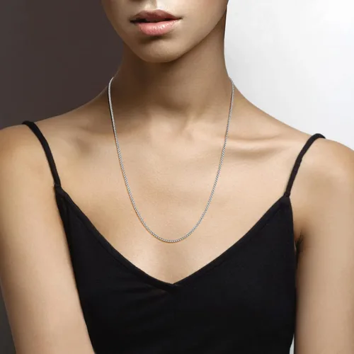 Vista 3 de Miabella Italian 925 Sterling Silver Solid 2mm Round Box Chain Necklace for Women Men, Made in Italy