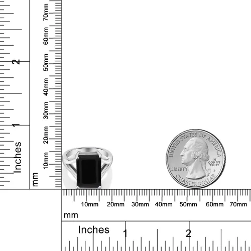 Vista 4 de Gem Stone King Anillo de compromiso solitario con piedra preciosa de corte esmeralda de 0.551 x 0.394 in para mujer, plata de ley 925, anillo
