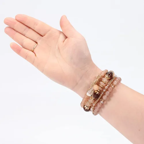 Vista 3 de Pulseras bohemias para mujer, estilo vintage, apilables, con cuentas, joyería elástica para la playa