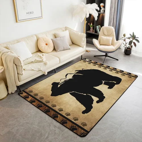 Vista 10 de jejeloiu Alfombras de ciervo para sala de estar, dormitorio, niños, alfombra decorativa de animales salvajes, 4 x 5, naturaleza, vida silvestre