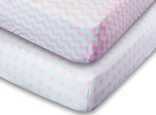 Vista 8 de Sábanas de cuna de bebé, de algodón de punto jérsey ropa de cama sábana bajera ajustable (2 unidades); chevron, cruz; color azul/gris, Ziggy