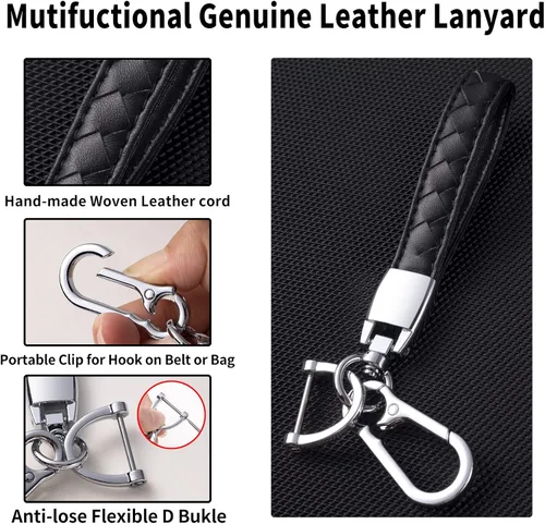 Vista 5 de Compatible con funda para llavero Ford con cordón de cuero, funda protectora para llave de automóvil Ford Explorer Fusion Escape F150 F250 F350 F450