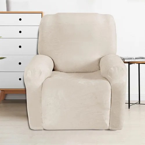 Vista 4 de vctops Fundas reclinables de felpa de terciopelo de lujo, 4 piezas, fundas elásticas y suaves para sofá, protector antideslizante de muebles