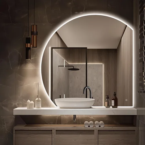 Vista 23 de Niccy Espejo LED de baño, 32"x20" pulgadas, rectangular, espejos de tocador para montar en la pared, con marco de metal, espejo inteligente