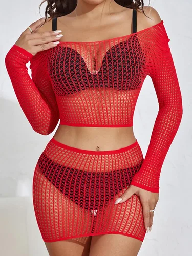 Vista 2 de Buitifo Lencería para mujer, babydoll de red, sexy, camisón de peluche, camisón