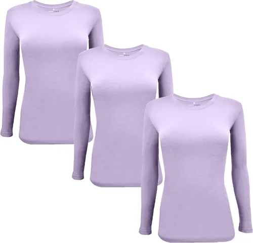 Vista 125 de Natural Uniforms Camiseta Under Scrub para mujer, cuello redondo, manga larga, paquete de 3, paquete múltiple de 3