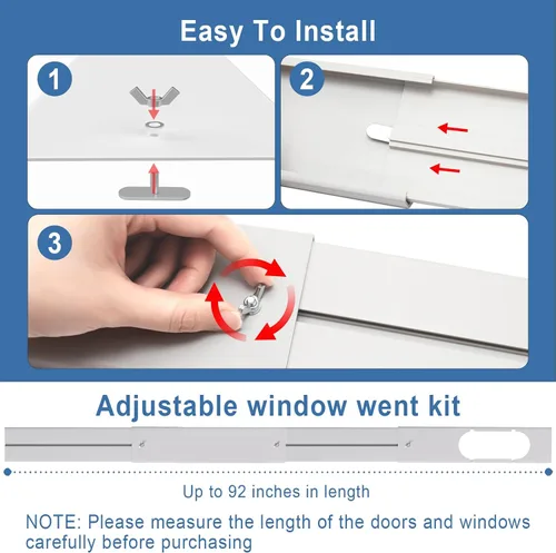 Vista 5 de Kit portátil de ventilación de ventana para aire acondicionado, kit de ventana deslizante ajustable vertical/horizontal para unidad de aire