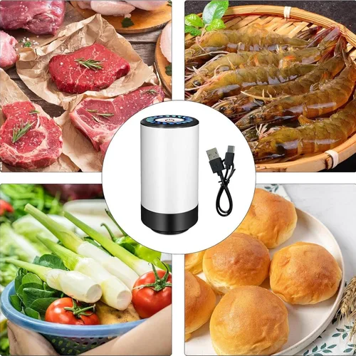 Vista 3 de Empaquetadora al vacío de alimentos de mano recargable por USB, sellador eléctrico ligero para natación, senderismo, necesidades de almacenamiento