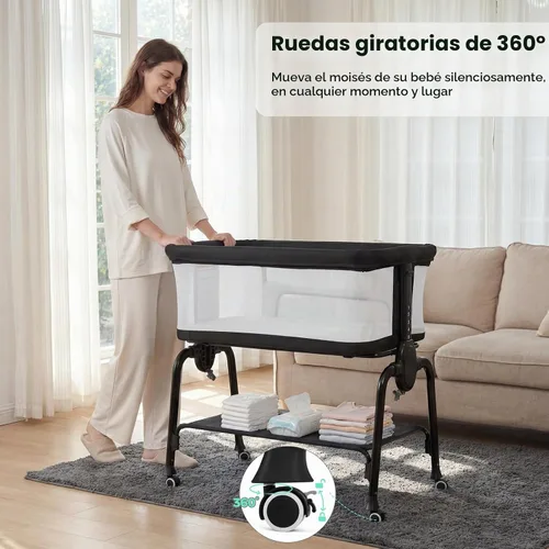 Vista 6 de Cowiewie Cuna portátil ligera, color negro