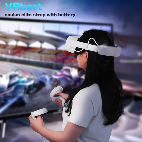 Vista 7 de Quest 2 Elite Strap with Battery 6000mAh Vrbort Adjustable VR Headset Strap Replacement Fast Charging White