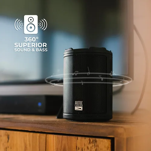 Vista 7 de Altec Lansing - Altavoz Bluetooth inalámbrico HydraMotion con sonido de 360 grados, impermeable IP67 portátil para exteriores, a prueba de golpes, a