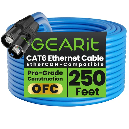 Vista 19 de GEARit Cable Ethercon CAT6 blindado (3 pies) de audio profesional e iluminación RJ45 EtherCON Cable compatible con EtherCON para estudio, escenario