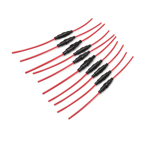Vista 9 de Soporte de fusible AGC tipo tornillo en línea para automóvil de 0.197 x 0.787 in, 16 cables Awg, 10 piezas + fusible de tubo de vidrio de soplado