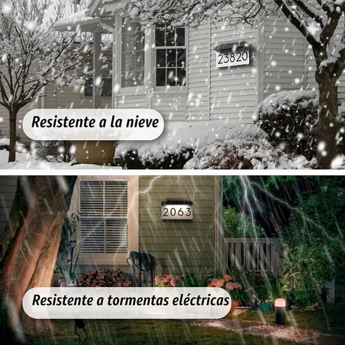Vista 4 de Placa de dirección para casas, panel solar ajustable alimentado por energía solar, 3 colores de iluminación, números de casa, señal de dirección