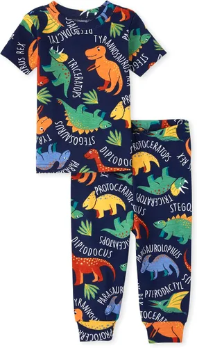 Vista 7 de The Children's Place Conjunto de pijama de 2 piezas con camiseta de manga corta y pantalones de 100 % algodón para bebé niño Historia Negra