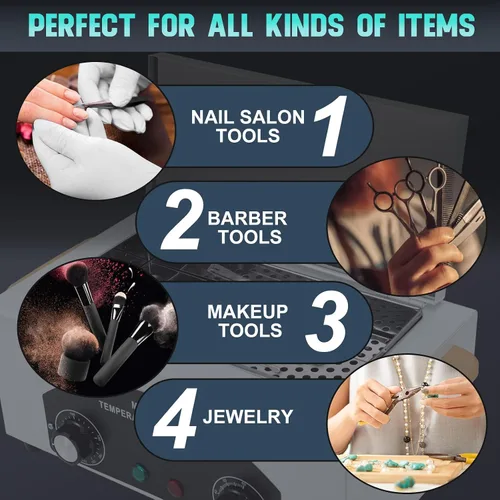 Vista 4 de Caja de Limpieza de Herramientas de Metal de Alta Temperatura, 110V 300W 1.5L con Temporizador, Equipo de Manicura Pedicura SPA Salón Barbería