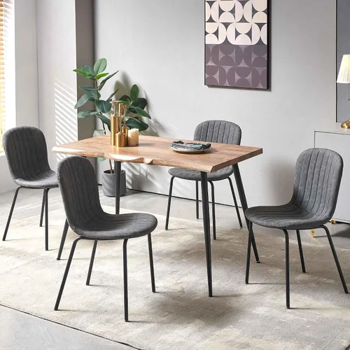 Vista 5 de NORDICANA Juego de mesa de comedor de 5 piezas, mesa de comedor rectangular moderna y sillas para cocina, comedor, rincón de desayuno con 4 sillas